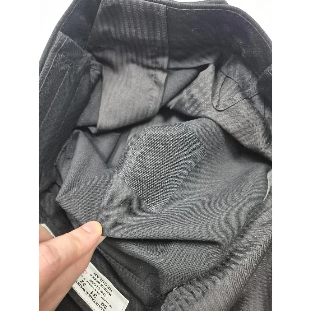 VTG Tuxedo Dress Pants Men's 31x29 Black Satin Stripe Wool Adjustable Waist